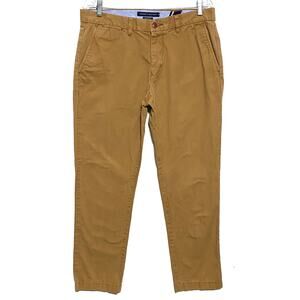 Tommy Hilfiger Custom Fit Khaki Chino Pants Men 33x32 Preppy Minimalist Business